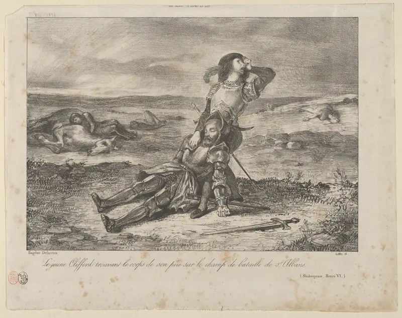 Young Clifford Finding the Body of his Father, from "L'Artiste" Wall Art by Eugène Delacroix - High-Resolution Digital Print