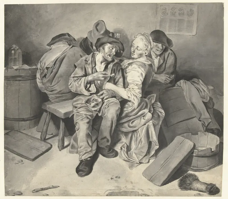 Young Couple in a Tavern Wall Art by anonymous - High-Resolution Digital Print