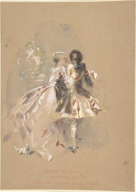 Young Couple Seen From Behind Wall Art by Hippolyte-Omer Ballue - High-Resolution Digital Print