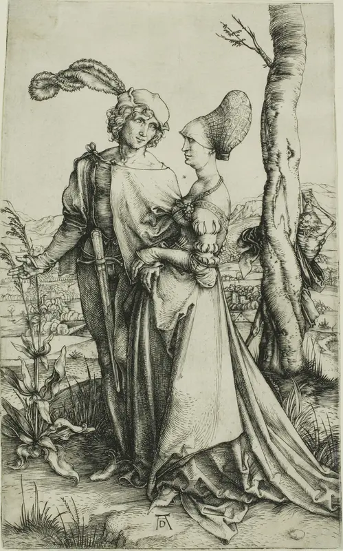 Young Couple Threatened by Death (The Promenade)