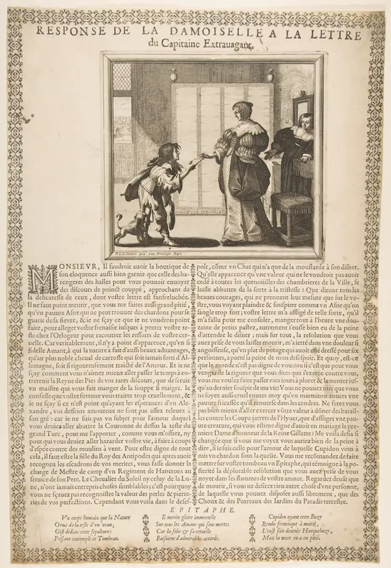 Young Lady's Reply to the Captain's Letter Wall Art by Abraham Bosse - High-Resolution Digital Print
