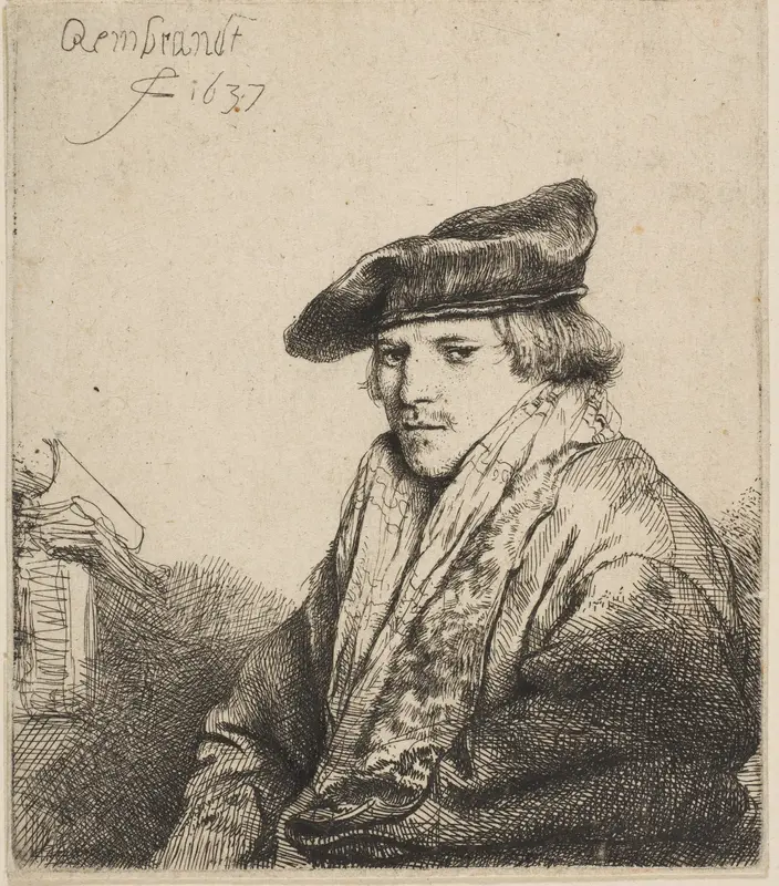 Young Man in a Velvet Cap (Ferdinand Bol) Wall Art by Rembrandt (Rembrandt van Rijn) - High-Resolution Digital Print
