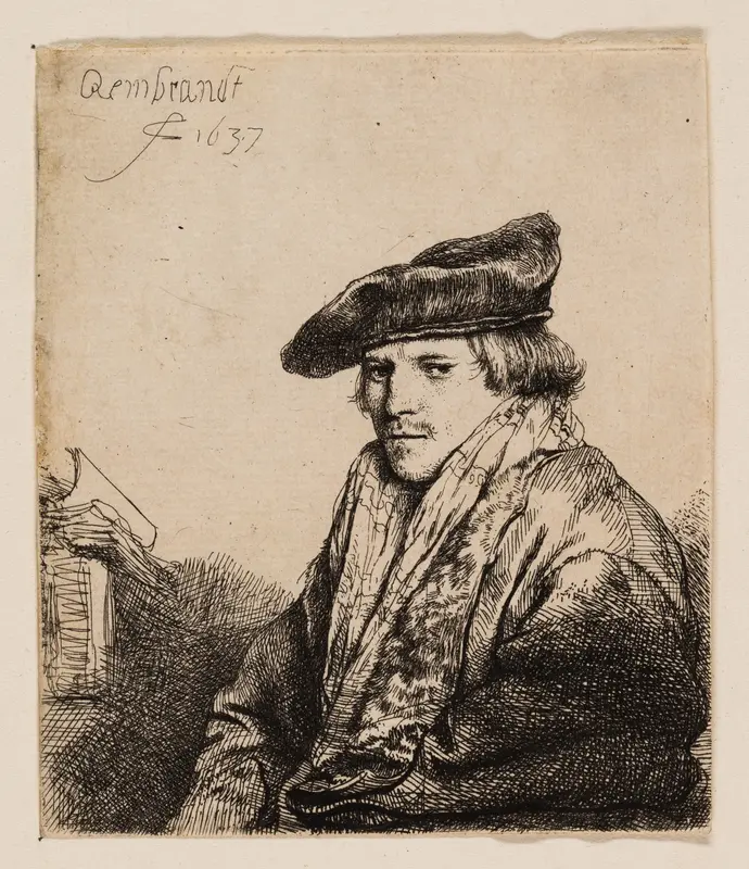 Young Man in a Velvet Cap (Petrus Sylvius?) Wall Art by Rembrandt van Rijn - High-Resolution Digital Print