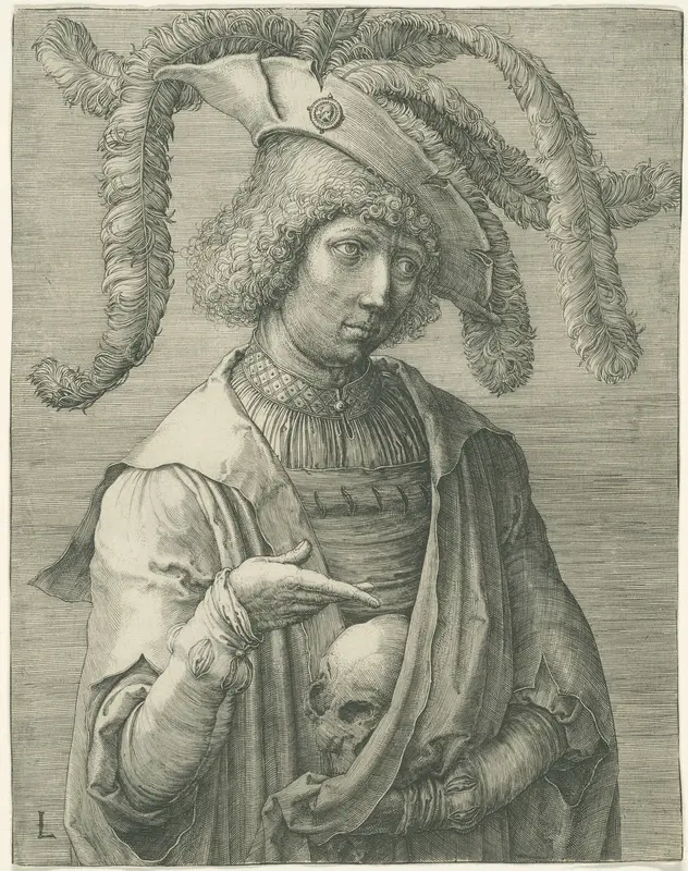 Young Man with a Skull Wall Art by Lucas van Leyden - High-Resolution Digital Print
