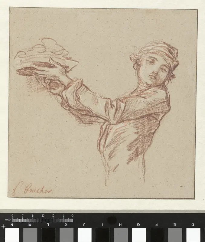 Young Servant Holding a Dish Wall Art by François Boucher - High-Resolution Digital Print