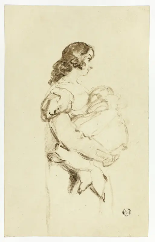 Young Woman Carrying Baby Wall Art by Thomas Jones Barker - High-Resolution Digital Print