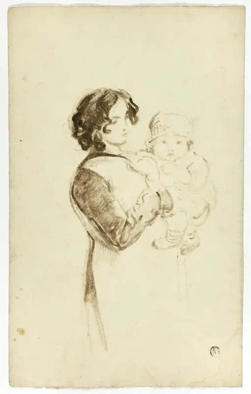 Young Woman Holding Baby Wall Art by Thomas Jones Barker - High-Resolution Digital Print