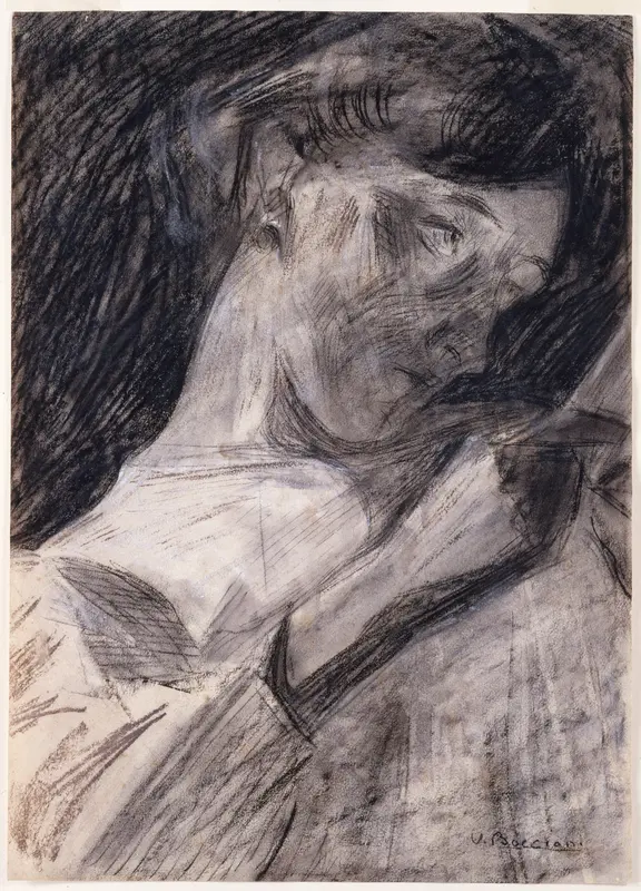 Young Woman Reading (Ines) Wall Art by Umberto Boccioni - High-Resolution Digital Print