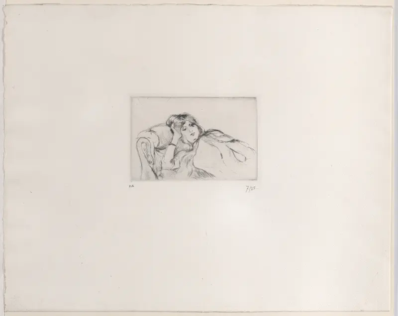 Young Woman Reclining Wall Art by Berthe Morisot - High-Resolution Digital Print