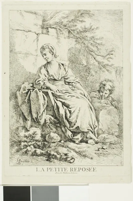 Young Woman Resting Wall Art by François Boucher - High-Resolution Digital Print
