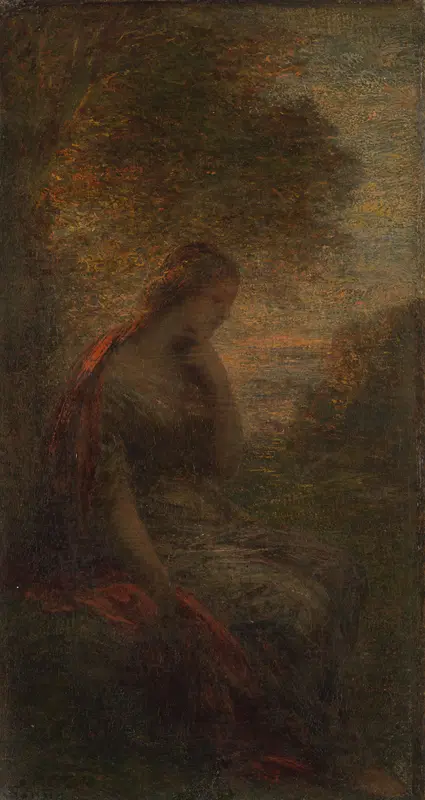 Young Woman under a Tree at Sunset, called 'Autumn' Wall Art by Henri Fantin-Latour - High-Resolution Digital Print