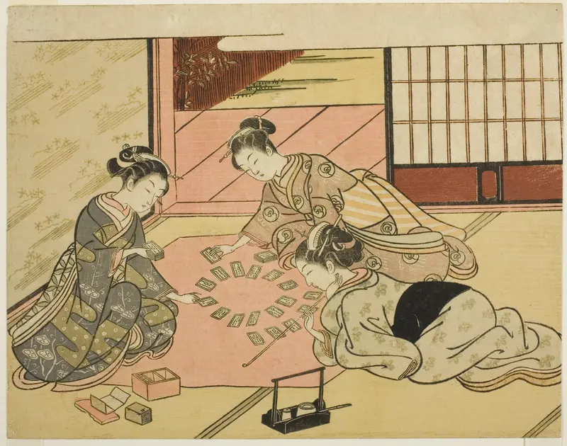 Young Women Playing Poem Cards