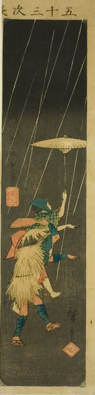 Yui: Kurusawa Dance (Yui, Kurusawa odori), section of sheet no. 5 from the series "Cutout Pictures of the Fifty-three Stations (Gojusan tsugi harimaze)"