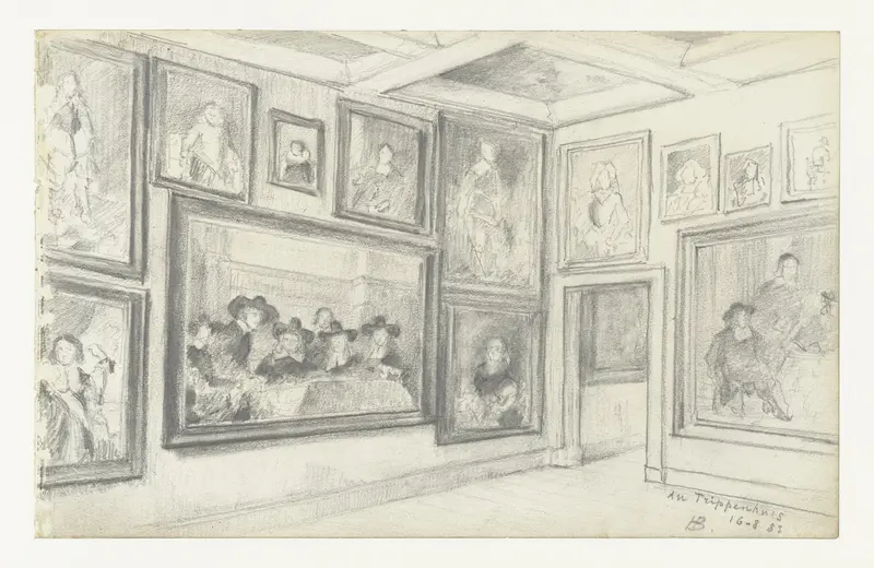 Zaal in het Trippenhuis met schilderijen Wall Art by Henri de Braekeleer - High-Resolution Digital Print