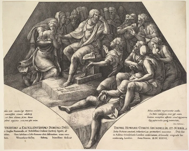 Zaleucus (Seleucus) and his son Wall Art by Wenceslaus Hollar - High-Resolution Digital Print