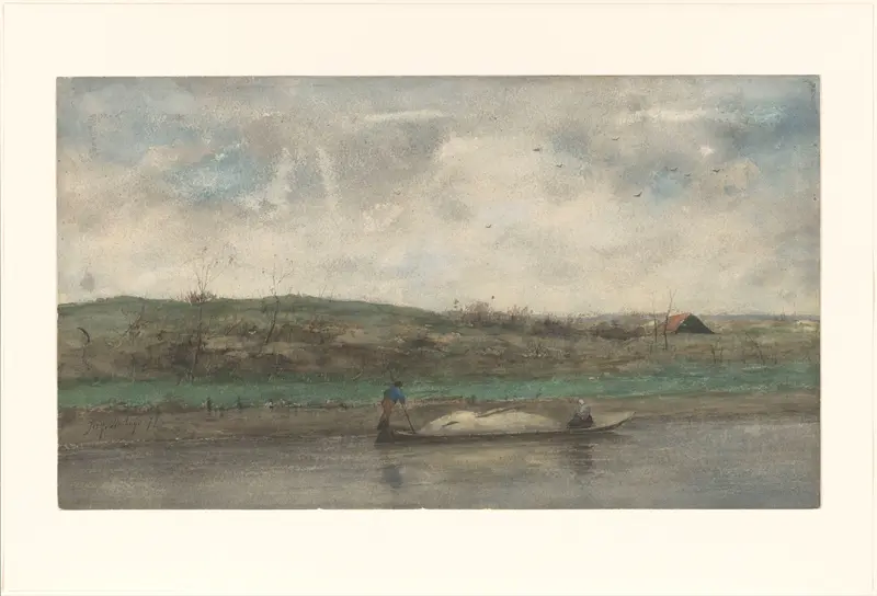 Zandschuit in vaart door glooiend landschap Wall Art by Jozef Neuhuys - High-Resolution Digital Print
