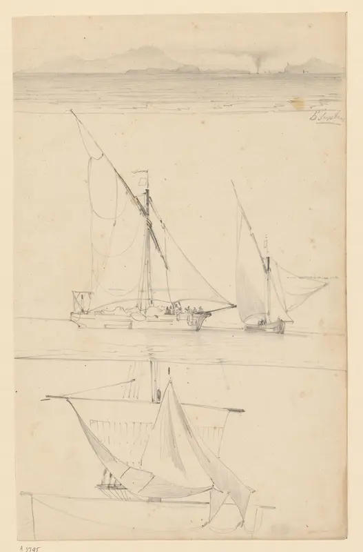 Zeegezicht en studies van schepen Wall Art by Willem Anthonie van Deventer - High-Resolution Digital Print