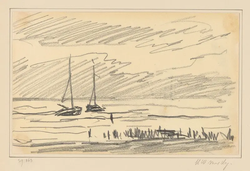 Zeegezicht met boten Wall Art by Hendrik Willem Mesdag - High-Resolution Digital Print