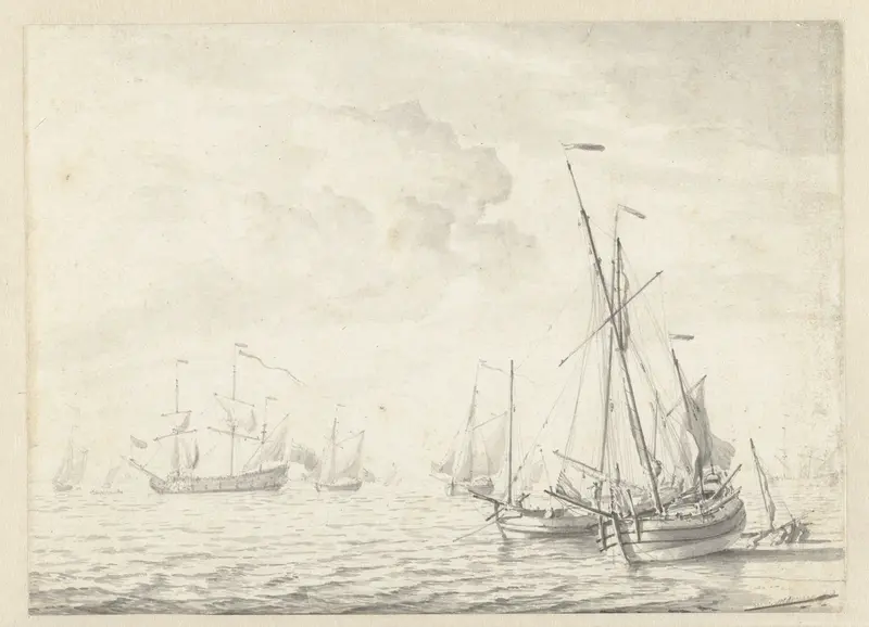 Zeegezicht met enkele schepen Wall Art by Willem van de Velde (II) - High-Resolution Digital Print