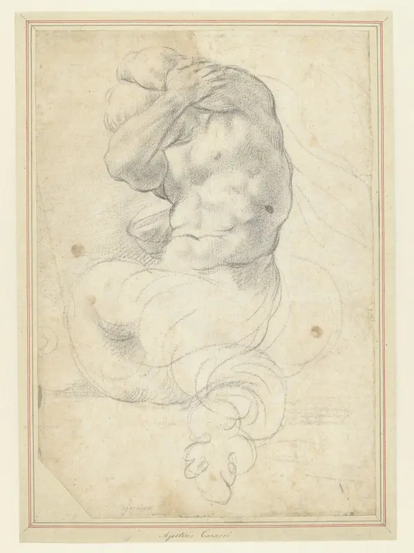 Zeemonster of triton met om het hoofd gebogen armen Wall Art by Agostino Carracci - High-Resolution Digital Print