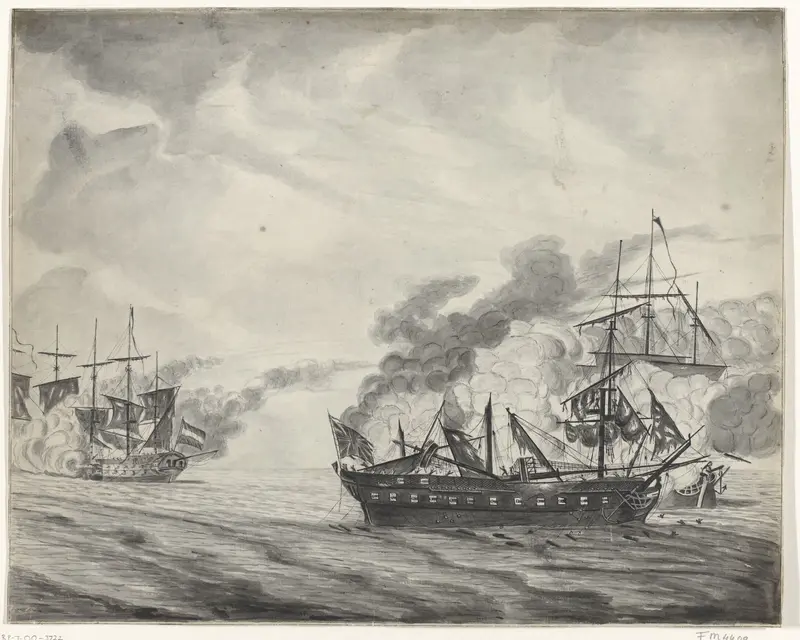 Zeeslag bij Cadiz, 1781 Wall Art by Unknown - High-Resolution Digital Print