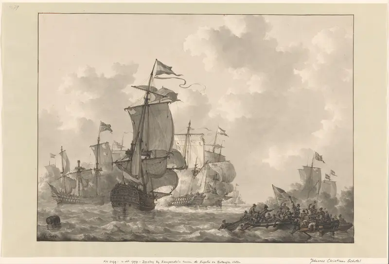 Zeeslag bij Kamperduin, 1797 Wall Art by Johannes Christiaan Schotel - High-Resolution Digital Print