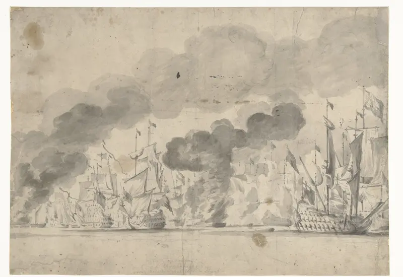Zeeslag bij Lowestoft op 13 juni 1665 Wall Art by Willem van de Velde (I) - High-Resolution Digital Print