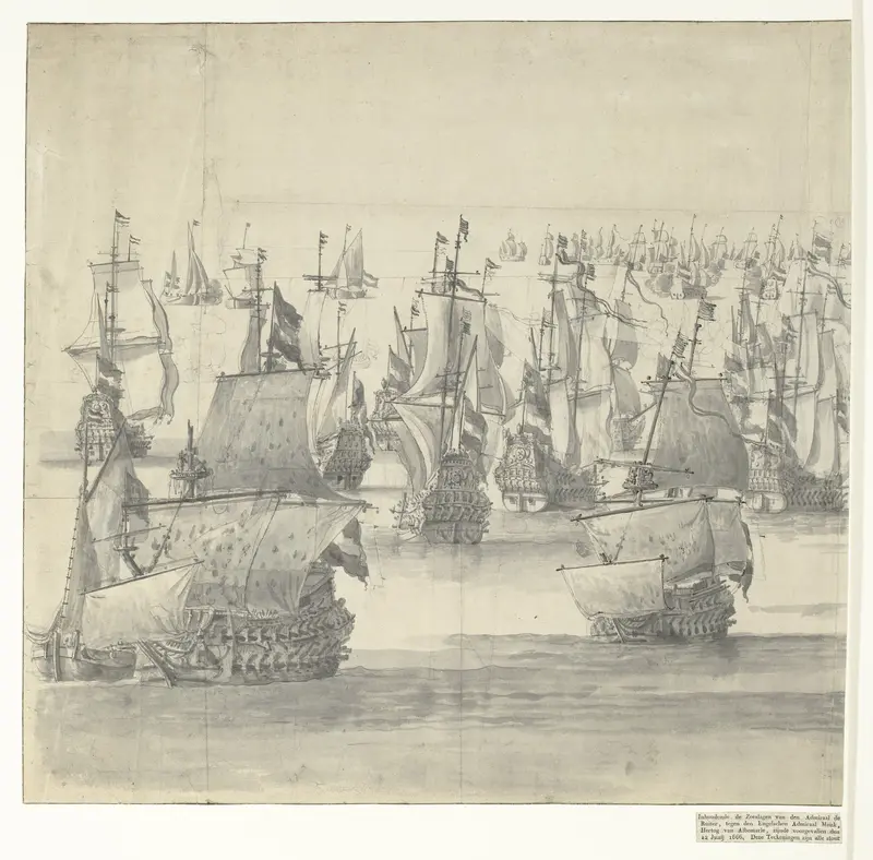 Zeeslag bij Terheide, 10 augustus 1653 (linkerblad) Wall Art by Unknown - High-Resolution Digital Print