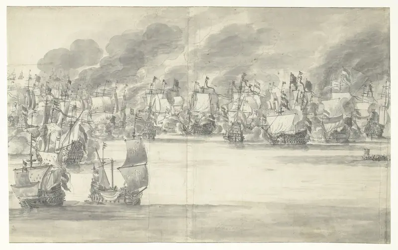 Zeeslag bij Terheide, 10 augustus 1653 (middenblad) Wall Art by Unknown - High-Resolution Digital Print