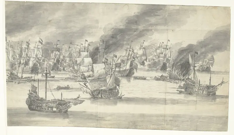 Zeeslag bij Terheide, 10 augustus 1653 (rechterblad) Wall Art by Unknown - High-Resolution Digital Print