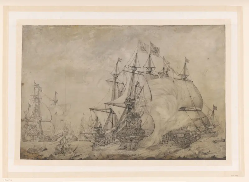 Zeeslag bij Terheide, 1653 Wall Art by J. Plas - High-Resolution Digital Print