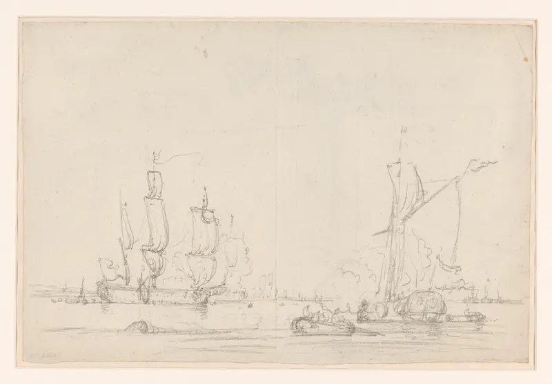 Zeeslag, met links een driemaster Wall Art by Johannes Christiaan Schotel - High-Resolution Digital Print
