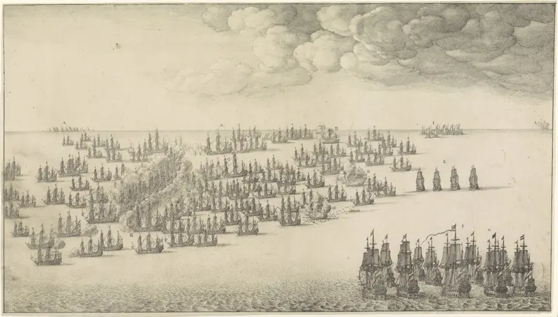 Zeeslag tussen de Engelse en de Nederlandse vloot op 26 juli 1666 Wall Art by Unknown - High-Resolution Digital Print