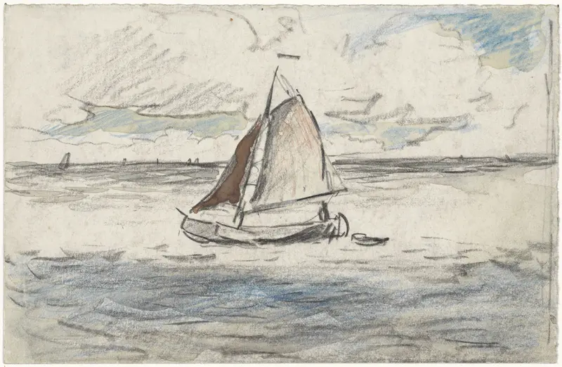 Zeilboot op open water Wall Art by Adolf le Comte - High-Resolution Digital Print