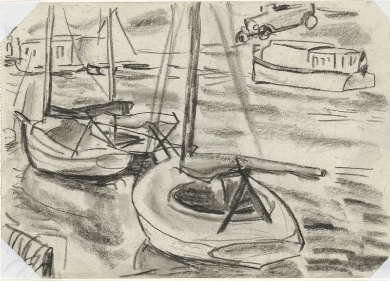 Zeilbootjes aan de kade Wall Art by Leo Gestel - High-Resolution Digital Print