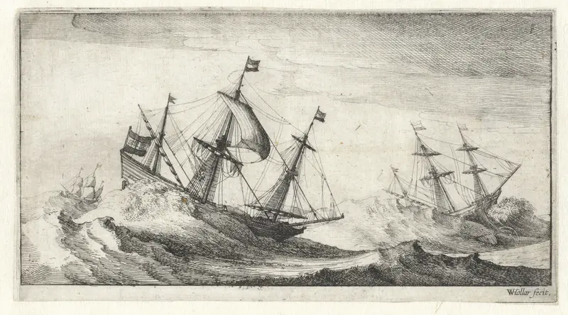 Zeilschepen in een zeestorm Wall Art by Unknown - High-Resolution Digital Print