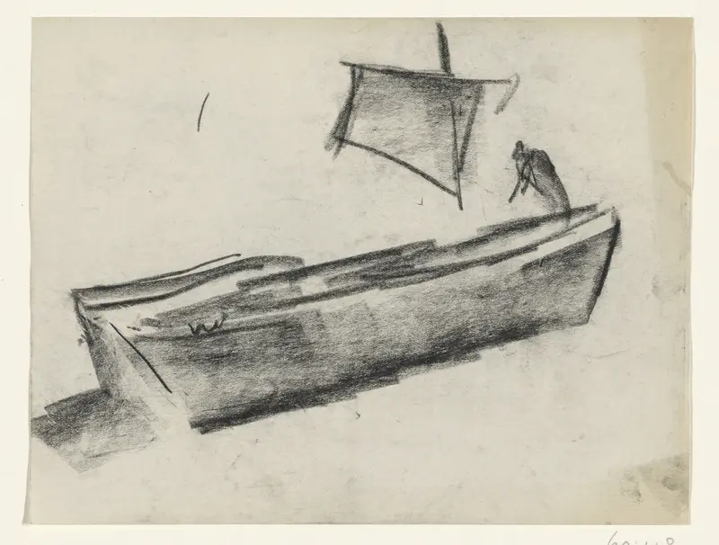 Zeilschip met een figuur op de punt Wall Art by Leo Gestel - High-Resolution Digital Print