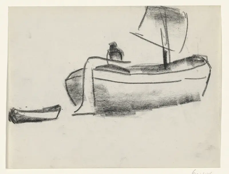 Zeilschip met een man aan het roer Wall Art by Leo Gestel - High-Resolution Digital Print