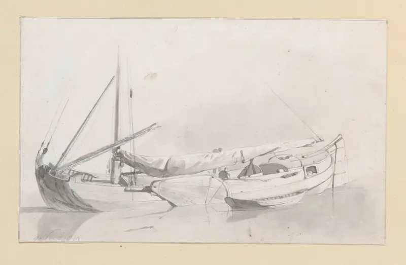 Zeilschip met sloep langszij Wall Art by Hendrik Abraham Klinkhamer - High-Resolution Digital Print