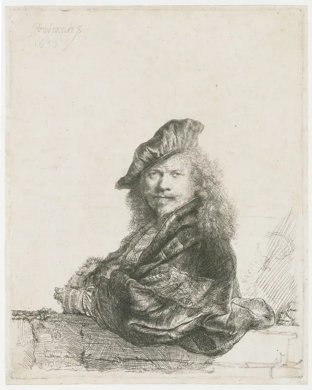 Zelfportret, leunend op een balustrade Wall Art by Unknown - High-Resolution Digital Print