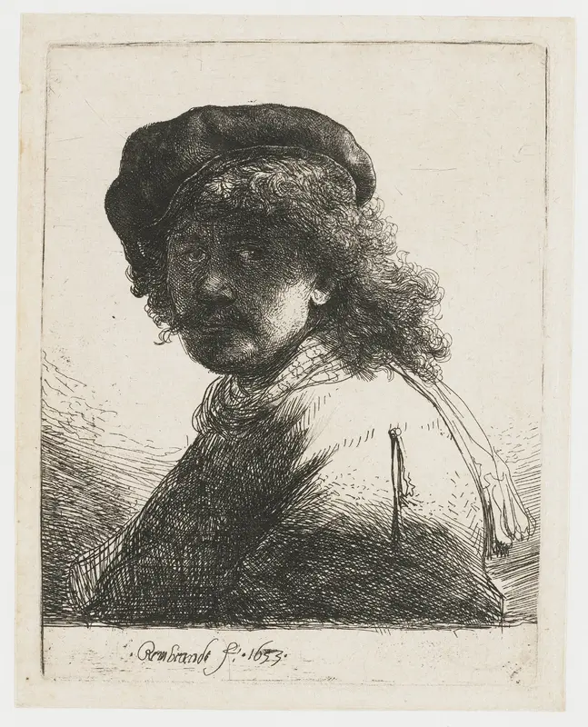 Zelfportret met baret en sjaal Wall Art by Unknown - High-Resolution Digital Print