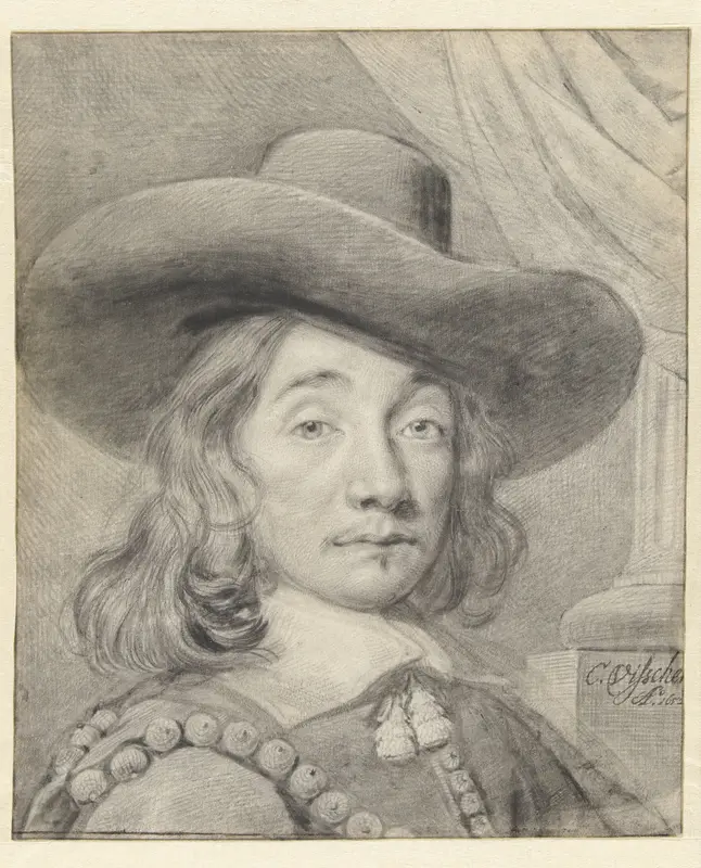 Zelfportret met een hoed Wall Art by Cornelis Visscher (II) - High-Resolution Digital Print