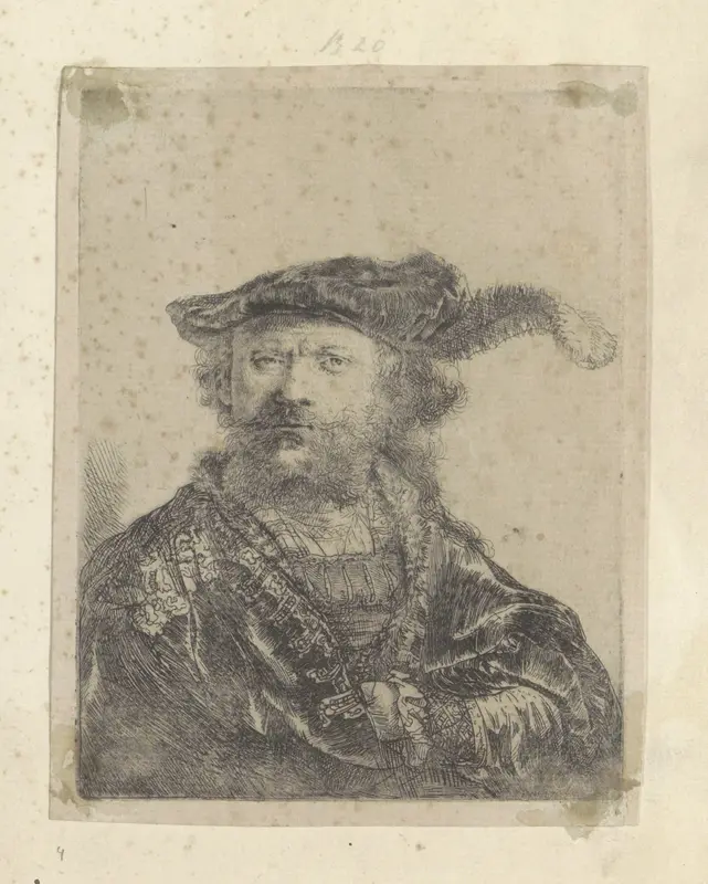 Zelfportret met gepluimde fluwelen baret Wall Art by Rembrandt van Rijn - High-Resolution Digital Print