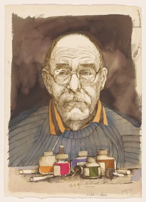 Zelfportret met inktpotjes Wall Art by Unknown - High-Resolution Digital Print