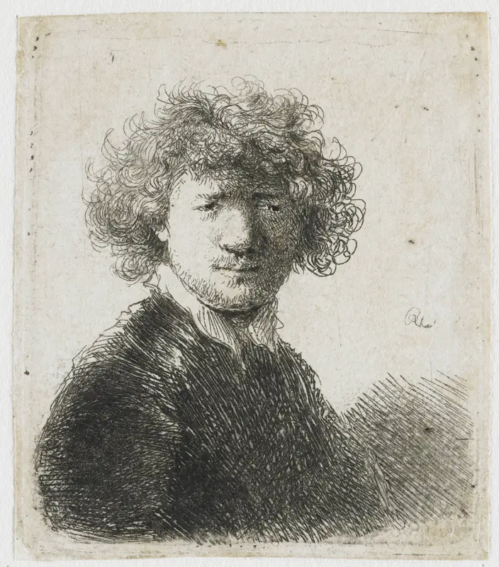 Zelfportret met krullend haar en witte kraag Wall Art by Unknown - High-Resolution Digital Print
