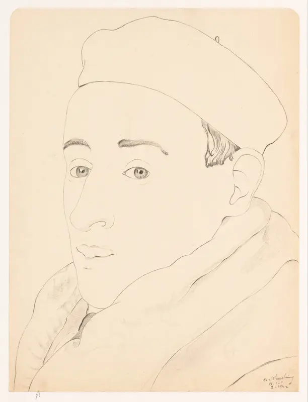 Zelfportret met pet: B-1-1, februari 1942 Wall Art by Cor van Teeseling - High-Resolution Digital Print
