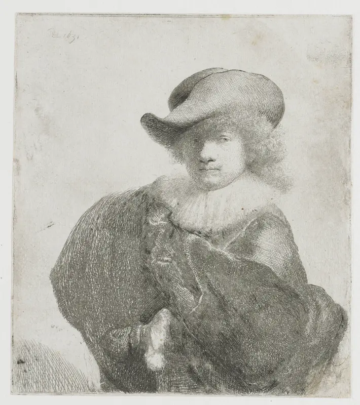 Zelfportret met slappe hoed en bewerkte mantel Wall Art by Unknown - High-Resolution Digital Print