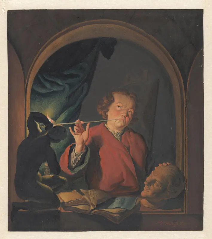 Zelfportret van de kunstenaar, gezien achter een venster Wall Art by Michiel Versteegh - High-Resolution Digital Print