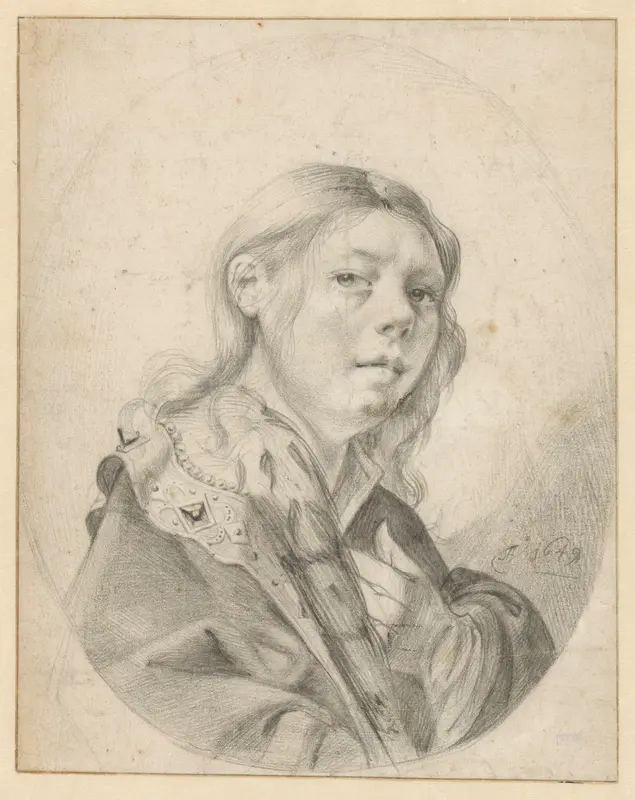 Zelfportret van Dirck Helmbreeker in een ovaal Wall Art by Dirck Helmbreeker - High-Resolution Digital Print