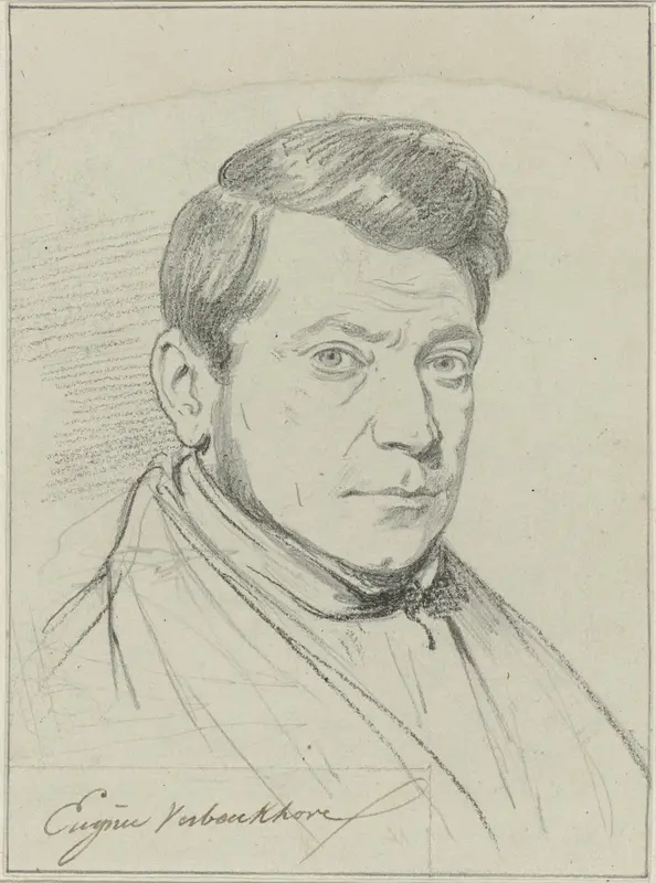 Zelfportret van Eugène Verboeckhoven Wall Art by Eugène Verboeckhoven - High-Resolution Digital Print
